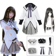 Akemi Homura Cosplay Skirt Anime Magical Girl Puella Magi Cosplay Costume Fighting Uniform Wig Suit Halloween Costumes