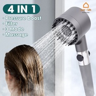 Portable 3 Gears Adjustment High Pressure Shower Head with Filter Cartridge 4 in 1 Multifunctional Bathroom Massage Shower Nozzle