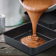 [sillyshuai]6-Inch Cake Pan and Baking Tray 4 Pieces(2 Pans+2 Covers) Square Cake Brownies Baking Pa