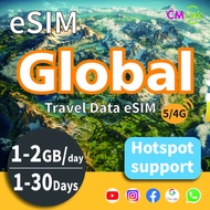 [eSIM] Global 195 countries 4G/5G Travel eSIM Card (1-30 Days 1GB/2GB Daily High-Speed Data + Unlimi