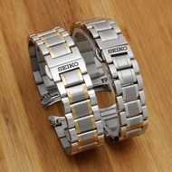 original Seiko watch strap stainless steel solid watch strap SEIKO No. 5 steel belt curved mouth men's 20/21/22 steel bracelet 19