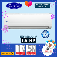 Carrier Alpha Inverter Wall Mounted Split Type Air Conditioner Fast Cooling R32 Aircon 1.5HP (53GCVBE013-303P)
