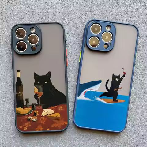 Cute Cat Goblet Drink Couple Phone Case For iPhone 17 12 11 Pro Max 16 15 14 13 Pro Max Mini X XR X 