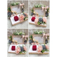 gubahan frame mas kahwin c/w single ring box-peach grey