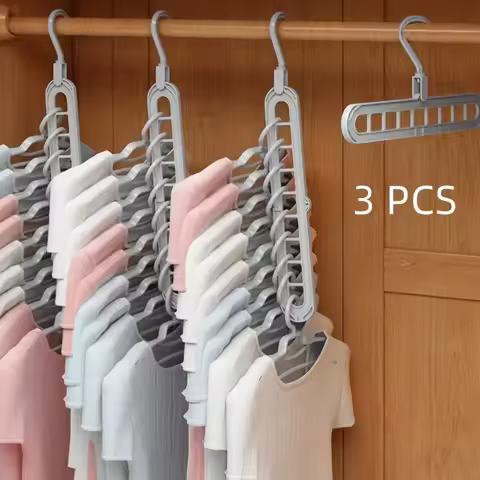 Plastic Multifunctional Hangers Heavy Duty Space Saving 9 Holes Clothes Organizer for Bedroom Cabine