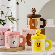 Terlaris Line Friends Mug A / Gelas Cangkir Mug Karakter Line Brown Cony Sally Keramik Hadiah Kado A