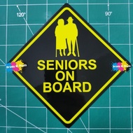 SENIORS ON BOARD (2pcs) waterproof vinyl sticker. ships in 1-2 days