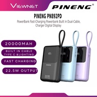 PINENG POWERBANK PN892PD 20000mAh PD 22.5W 20W FAST CHARGING POWERBANK BUILT IN DUAL-CABLE PORTABLE 