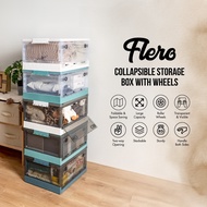 'FLERO' Collapsible 30L|42L|55L|90L|120L Storage Box With Wheels 6 Color - Container | Plastic