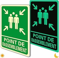 FR Ashoaza 2 Collecting Points Safety Sign PVC Indoor Outdoor Fluorescent Collecting Point (Cm 20x30