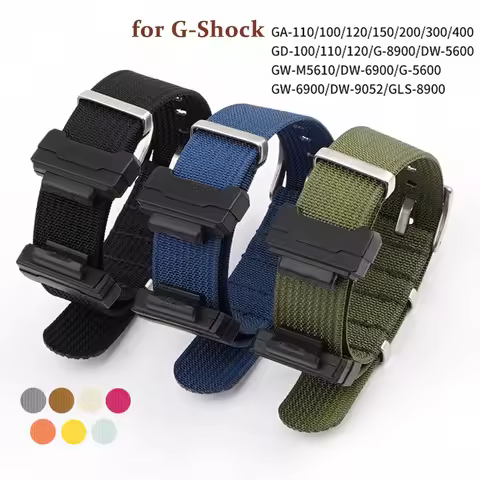 For Casio G-Shock GA-110/120/400/700/800 GD-100 GA-2100 DW-5600 6900 GW-M5610 Nylon Canvas Watch Str