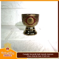 MERAH Zhao Chai Jin Bao Prayer Altar Offering Cup Maroon Red