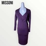 Missoni เดรสแขนยาวคอวีแบบผูกหลังสีม่วง