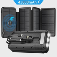 43800mAh Solar Power Bank Qi Wireless Charger for iPhone 12 Samsung Huawei Xiaomi Poverbank PD 20W Fast Charging Powerbank