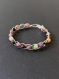 客製 手工金屬繞線 天然石 糖果 碧璽 碧茜 手鐲 手晶手串