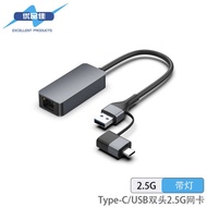 Type-C/usb Dual-Head Two-In-One 2.5G Network Card Converter nas Sylvania Network Card Adapter Networ