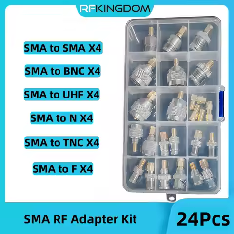 Brass SMA Adapter Kit 24PCS Combination SMA Male Female to TNC UHF BNC N F Type PL259 RF Coaxial Con