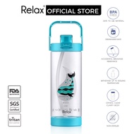 RELAX Tritan Botol Air Dengan Penyedut Water Bottle With Straw - Cyan (1800ml) D7218