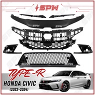 Honda Civic FE (2022-2024) Type-R Front Grill + Upper Cover FL1 FL4 FL5 Top Grill ABS Material Gloss