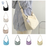 FGBP Large Capacity Lightweight Shoulder Bag Korean Style Cream Color Simple Dumpling Bag Sweet Handbag Canvas Bag with Pendant Girls
