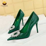 Fashion High-Heeled Shoes Pointed Toe Woman Pumps with crystal buckle High Heels Women Shoes