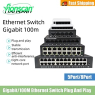 Vionscan Gigabit/100M 5-Port 8-Port Ethernet Switch Plug and Play RJ45 Ethernet Switch