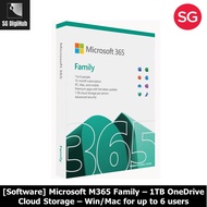 Microsoft M365 Family – 1TB OneDrive Cloud Storage – Win/Mac for up to 6 users – 1 year subscription