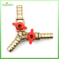 [ERHK-t] 3 Way Tee Brass Y Shut off Ball Valve 3/8" 10mm Barb Fuel Gas Oil / Valve Clamp new
