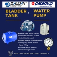 Pedrollo 1/2 HP JET Waterpump with Dayuan Horizontal Bladder/ Butyl Rubber Diaphragm Tank (set)