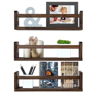 Rustic brown 3 pieces floating wall mounted shelf wood kitchen storage shelf  wall book shelves for kids room BGJP