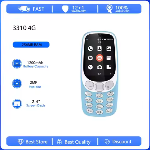 Refurbished Original 3310 4G Single Sim Unlocked GSM 900/1800 Mobile Phone English language English 