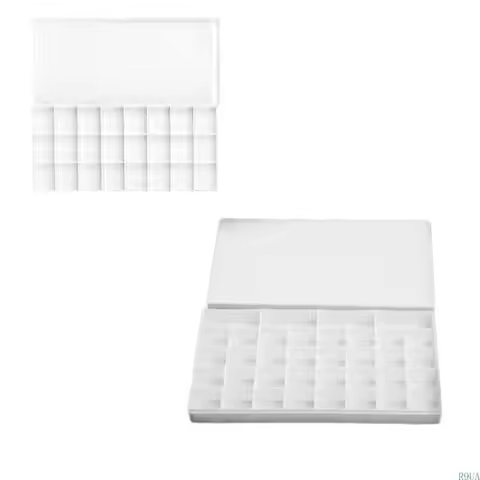 R9UA Leakproof Watercolor Paint Box Artists Paint Tray with Lid 24 Well 36 Well Portable Paint Conta