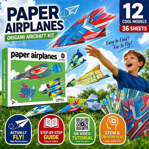 Paper Airplane Origami Kit for Kids Boys 12 Design Origami Paper Plane Kits Crafts Activities Airpla
