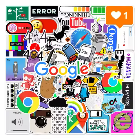 50Pcs Cartoon Programming 404 Network Error Graffiti Stickers Laptop Motorcycle Car Skateboard Water