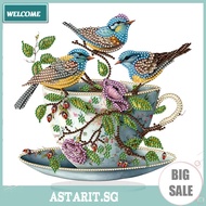 Teacup Bird 2D Flat Print DIY Desktop Diamond Art Kits Bedroom Table Decorations