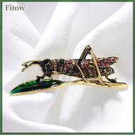 Fitow Enamel Rhinestone Grasshopper Vintage Insect Brooch Pin Sweater Gift Brooch