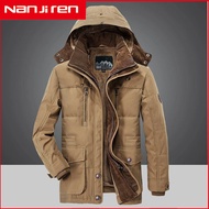 WGBNanjiren Mens polar hooded jacket military overcoat parkas outdoor plus size clothing thick warm