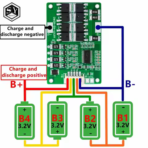 4S 20A 12.8V 14.4V 32650 32700 Lifepo4 Battery Balanced BMS for Electric Boat Uninterrupted Power Su