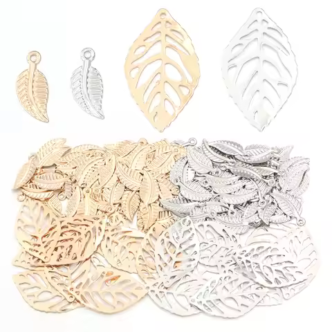 50pcs Iron Hollow Leaves Charm Vintage Leaves Charm DIy Jwelery Making Neckalce Bracelet Decoration 