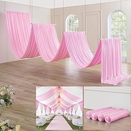 20ft×40ft Pink Ceiling Drapes for Weddings Parties,4 Panels 5×40ft Extra High Ceiling Curtain for Te