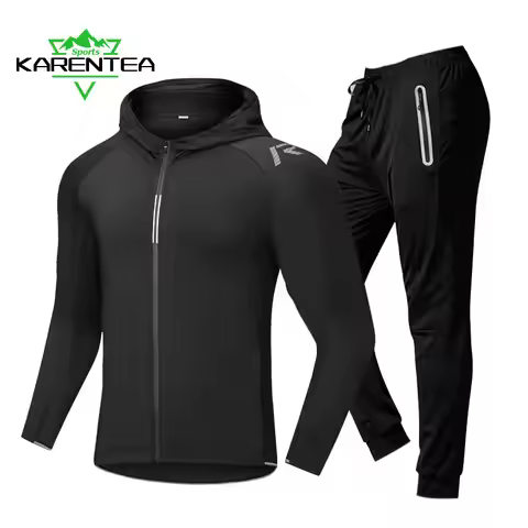 Quick Dry Men's Running Jacket Training Sportswear Set Gym Fitness Compression Sport Suit Jogging Ti