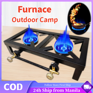 Dual Burner Gas Stove Double Furnace Camping Stove with Angle Steel Outdoor Home Bracket Stove Singl