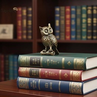 Kayaktion Vintage Brass Owl Figurine Statue Cute Small Desktop Ornament for Home Living Room Office 