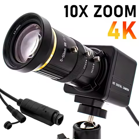 4K 10X Zoom IP Camera 8MP 1/2.8" IMX415 CMOS CCTV Varifocal Lens Onvif H.265 RTSP Industrial Digital