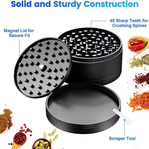 3" Herb Grinder 45 Teeth 75MM Tobacco Metal for Smoke Large 4 Layer Spice Grinder Zinc Alloy Metal B
