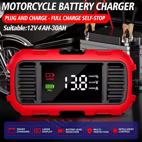 FOXSUR 12V 2A Smart Trickle Battery Charger 4AH-30AH Fully Automatic Maintainer Pulse Repair For Car