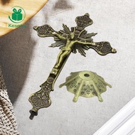 Kesoto Bronze Standing Crucifix Collectible Christian Cross Sculpture for Home Table Altar Decor