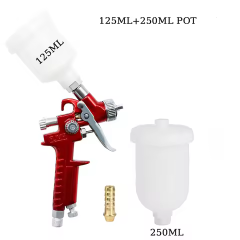 0.8mm/1.0mm Nozzle H-2000 Professional HVLP Mini Paint Spray Gun Airbrush +250ML Plastic Pot Used fo