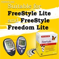 【NEW stock】▫▩△Abbott Freestyle Lite Test Strips (50s) FREE Blood Lancets Jarum ROUND Type (100s)
