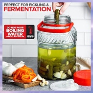 (JMTI) 1 Gallon Glass Jar with Lid (2 Pack) 128 Oz Large Jars Wide Mouth for Sun Tea Big Kombucha Ea